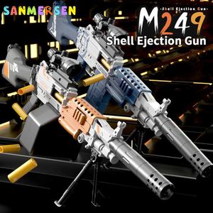 Gun Toys M249 Heavy Machine Guns Shell Ejection Soft Bullet Toy Gun Blaster Rifle Launcher Manual Gun For Kid Adult Outdoor Game yq240314