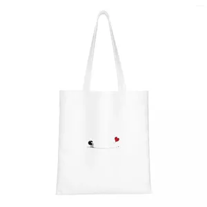 Shopping Bags Mafalda Balloon Heart Canvas Bag Folding Ladies Shoulder Casual Travel Handbag