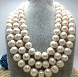 Real Po enorma AAA 12-11 mm South Sea Natural White Baroque Pearl Necklace 14K Gold Clasp Fine Smyckesgåvor 240305