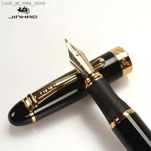 Canetas tinteiro Canetas tinteiro de alta qualidade JINHAO X450 GOLDEN METAL Fountain Pen Leitoso branco Papelaria Material escolar de escritório Q240314