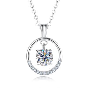 Moissanite 925 Sterling Silver 1CT Necklace 18K Gold Plated For Women Bridal Pendant Necklace Luxury Wedding Engagement For Women Girls Gift