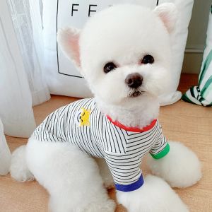 Shirts Cute Dog Clothes Striped Tshirt Spring Cat Chihuahua Yorkshire Shih Tzu Maltese Poodle Pomeranian Schnauzer Clothing Puppy Coat