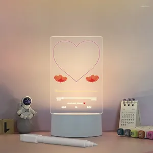Night Lights LED Acrylic Noteboard Memo Tips Desktop Simplicity Office Color Printing Home Message Creativity Erasable Writing Board
