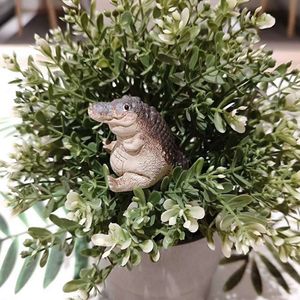 Mini estátua explosiva de crocodilo decoração artesanal de resina com decoração autocurativa, gorda e fofa