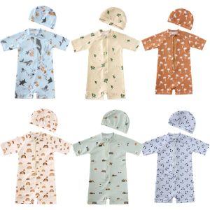 Bademode Baby Mädchen Jungen Badeanzug Lange Ärmel Einteilige Badebekleidung für Kinder Kleinkind Cartoon UPF50+ Rash Guards Säuglingsbadeanzug Koreanisch