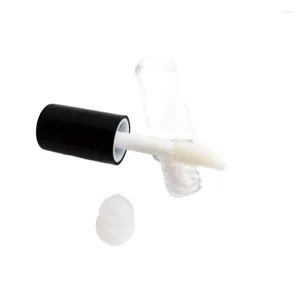 Bottiglie di stoccaggio 1.2ML 50 pezzi Bottiglia trasparente con tappo nero Piccolo colore del labbro Tubo di plastica vuoto Tipo Mini Imballaggio