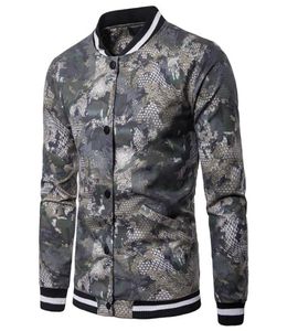 Jacket Fashion Baseball Snakeskin Printed Men Autumn Winter Stand Collar Windbreaker Slim Mens Coats and Jackets1064658