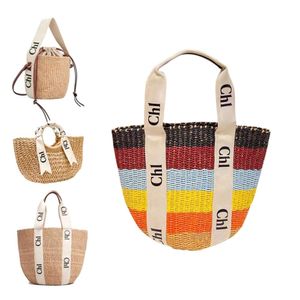 Classic Beach Raffia Cesta De Palha Bolsa De Ombro Mulheres Mens Designer Bolsas Carteira Woody Bucket Verão Weave Travel Tote Luxo Crossbody Clutch Luis Bags