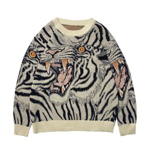 Maglioni da uomo Kapital Vintage Rilassato Casual Stampa animalier Maglia Pullover Jacquard Totem tigre Girocollo Maglione retrò giapponese