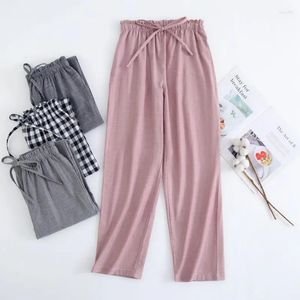 Mulheres sleepwear primavera outono mulheres algodão sleep bottoms feminino noite calças senhoras casual listrado pijama calças plus size casa