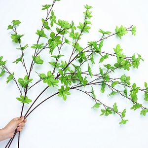 Künstliche Blätter, dekorative Blumen für Zuhause, 6 Schritte, grünes Blatt mit Stiel für Hochzeitsdekorationen