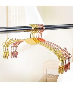 Rose Gold Metal Hangers Socks Underwear Bra Lingerie Display Rack Panties Clips for Laundry Supplies1054377