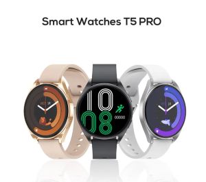 New T5 Pro Smart Watch Bluetooth Call Assistant Assistant Assistant Men and Women Rate Heart Heart Woodwatch Smartwatch لنظام Android IOS