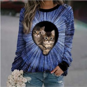 Designer women's hoodie Spring and Autumn 2024 New Thin Cat Print Round Neck Casual Womens Pullover Long Sleeve Sweater Men's Fashion T-shirt sweatshirt clothesSG44