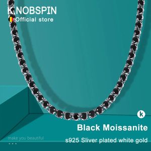 KNOBSPIN 2mm m redondo tênis colar d cor laboratório diamante com gra 925 prata pura colares de casamento para mulher homem 240228