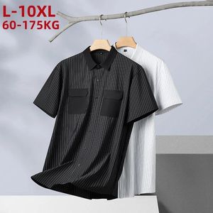القمصان غير الرسمية للرجال قميص مخطط جيب قصير الأكمام الصيف كبير الحجم 6xl 7xl 8xl 10xl بالإضافة إلى الحجم