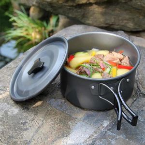 Pannor Camping Cookware Portable Non-Stick Cooking Backpacking Kit utomhus Picknick Lätt krukor Pan Kettle