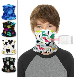 EUA estoque crianças máscara facial bandana lenço com filtro de carbono dos desenhos animados pescoço gaiter meninos meninas antiderrapante respirável rosto capa sol ciclismo5038340