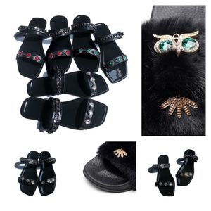 Designer Sandals Women Leather Casual Shoes Roman Sandals Flat Heel Diamond Woven Buckle Slippers GAI fashion black indoor