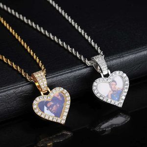 Hip Hop Mini Size Love Pendant Trendy Märke Personlig minnesfoto Frame Zirkon Halsband