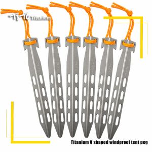 Abrigos TiTo Titanium Tent Stakes Leve Snowfield Heavy Duty V Forma Metal Não Ferrugem Tenda Pregos para Acampamento Ao Ar Livre Caminhadas