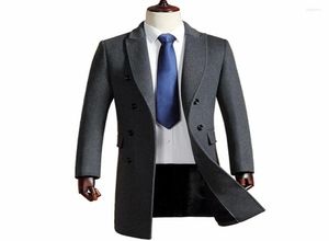 Men039S Trench Coats Wool Jacket Winter Men39s Double Breasted Long Section Thick Blends Coat Business Woolen Lapel Slim Win2718435