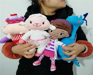 4pcs doktor doktor kız peluş oyuncak seti dottie hippo lambie koyun ejderha yumuşak doldurulmuş hayvan bebekleri lj2009026161587