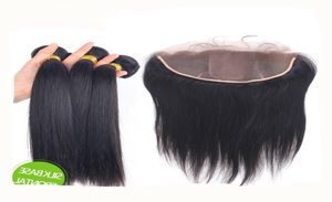 Peruansk hår öron till örat full spetsar med spetsar frontala silkeslen raka hårbuntar med silkebas 4x4 spets frontal1375112