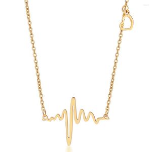 Hänge halsband fina smycken 316l rostfritt stål hjärtslag hjärtslag uttalande halsband kroppskedja EKG