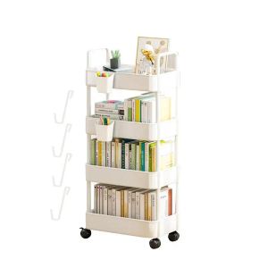 Racks de 3/4 camadas carrinho de rolamento durável multi andares prateleira de armazenamento livros móveis lanches rack de armazenamento acessórios de cozinha do banheiro