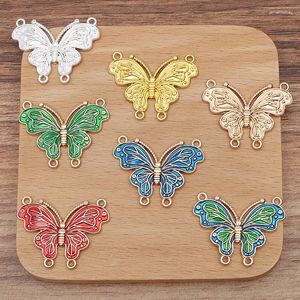 Charms wznb 10pcs Emaye Kelebek 4 delikli güve alaşımı kolye konnektörü mücevher yapımı diy kolye aksesuarları malzemeler