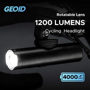 Geoid 8001200 Lümen Bisiklet Ön Işık Döndürme Lens Su Geçirmez Bisiklet LED El Feneri Tipik Şarj Bisiklet Far 240311