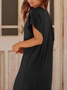 Casual Dresses Women S Loose Sundress Short Sleeve V Neck Long Dress Split Maxi Summer Beach