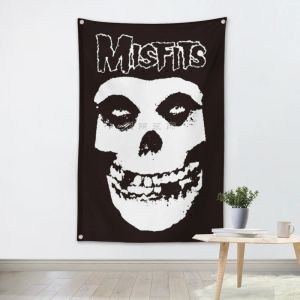 Tillbehör Misfits Rock Band Poster Banner 4 Holes Hanging Flags 56x36 Inches Games Billiards Hall Decor Wall Bakgrund
