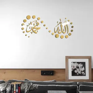 Adesivos de parede Árabe Espelho Arte Muçulmana Islâmica Adesivo Destacável DIY Mesquita Papel de Parede Mural Home Decor