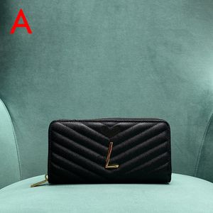 Lange Designer-Damenbrieftasche, Kaviar, 19 cm, umlaufende Reißverschluss-Geldbörse, 10A, Spiegelmasse, Clutch-Karten-Geldbörse mit Box LY123