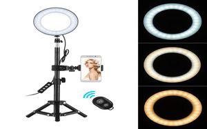 6Inch Dimble Desktop Selfie LED RING LIGHT MED TELEFONER CAMERA RINGLIGHT FÖR YOUTUBE VIDEO LIVE PO POGRAFI STUDIO4565188