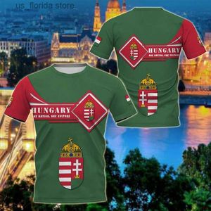 Мужские футболки Футболка с флагом Венгрии для мужчин Патриотическая футболка с гербом Будапешта Топы унисекс Футболки Fashion Strt Short Slve Y240321