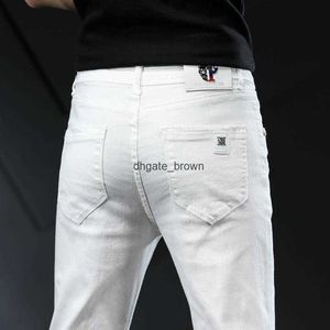 Män sträcker mager jeans mode casual smal fit denim byxor vita byxor manliga märke kläder för chinos män