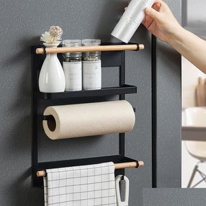 Other Kitchen Storage Organization Magnetic Fridge Shelf Paper Towel Roll Holder Rack Spice Hang Decorative Metal Organizer2590 Dr Dhzy2