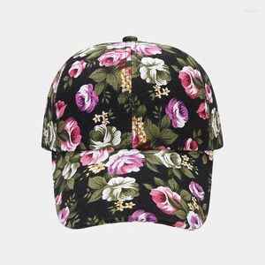 Bola bonés quatro estações acrílico dos desenhos animados flor impressão boné de beisebol ajustável ao ar livre snapback chapéus para menina e mulheres 171