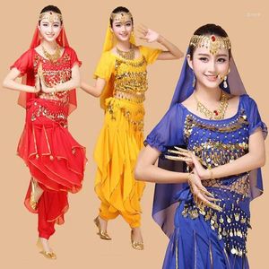 Bühnenkleidung, Übergröße, 4-teiliges Set, Bauchtanz-Kostüm, Bollywood-Kleid, Bauchtanz-Damentanz-Sets