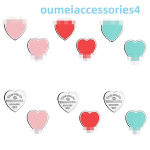 2024 Jewelry Designer Brand Classic 925 Sterling Silver Heart Shaped Drop Glue Enamel with Diamond Ear Studs Pedigree Love Sweet