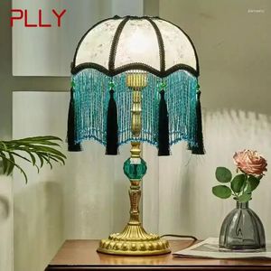 Table Lamps PLLY French Lamp American Retro Living Room Bedroom Villa European Pastoral Creative Tassels Desk Light