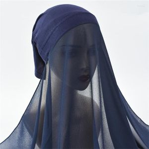 Lenços 10 pçs / lote Instant Hijab com Cap Modal Bonnet Pesado Chiffon Véu Muçulmano Moda Islam Cachecol para WomenScarves Shel22312k