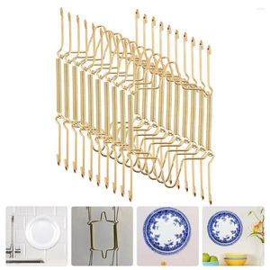 Kitchen Storage 10 Pcs Plate Display Wall Hangers Wall-mounted Brackets For Wire Shelving Dish The Stainless Steel