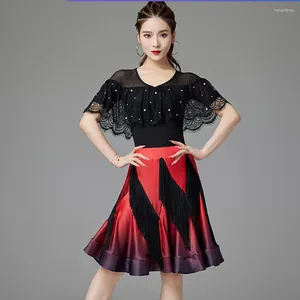 Stage Wear Lace Lotus Tops Tassel Design Saia Feminino Vestido de Dança Latina Mulheres Desempenho Belly Modern Dancing Vestidos NY23 AS5190