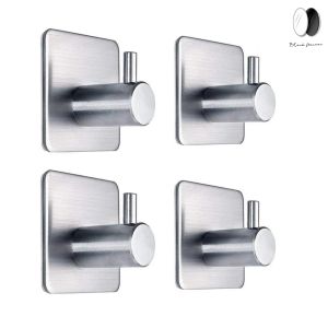 Rails 4Pcs SelfAdhesive Waterproof Stainless Steel Hooks Wall Mount Kitchen Bathroom Bedroom Organizer for Hanging Coat Hat Towel