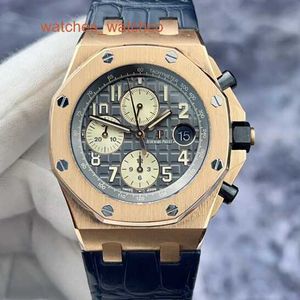 AP Watch Luxury Watch Collection Royal Oak Offshore Series 26470or Grey Ruthenium Face Date Timer 42mm 18K Rose Gold Material Full Set Garantikort