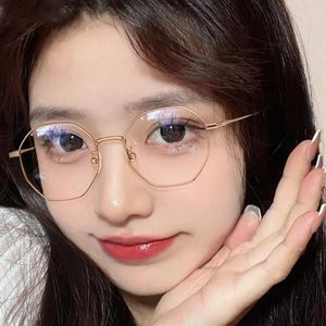 Sunglasses Retro Metal Octagonal Frame Glasses For Women Men Korean Fashion Anti Blue Light Computer Eyeglasses Y2k Girls Eyewear